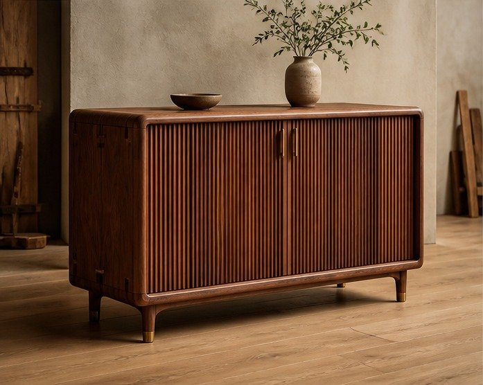 Tambour Walnut Cabinet